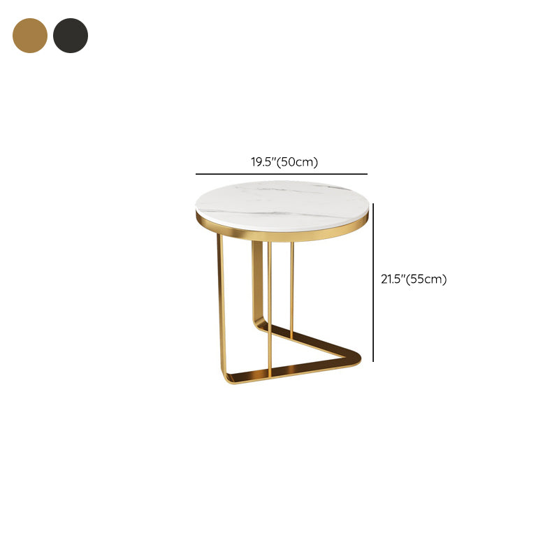 Modern Stone Top Side Table Round Black/Gold Metallic C Table