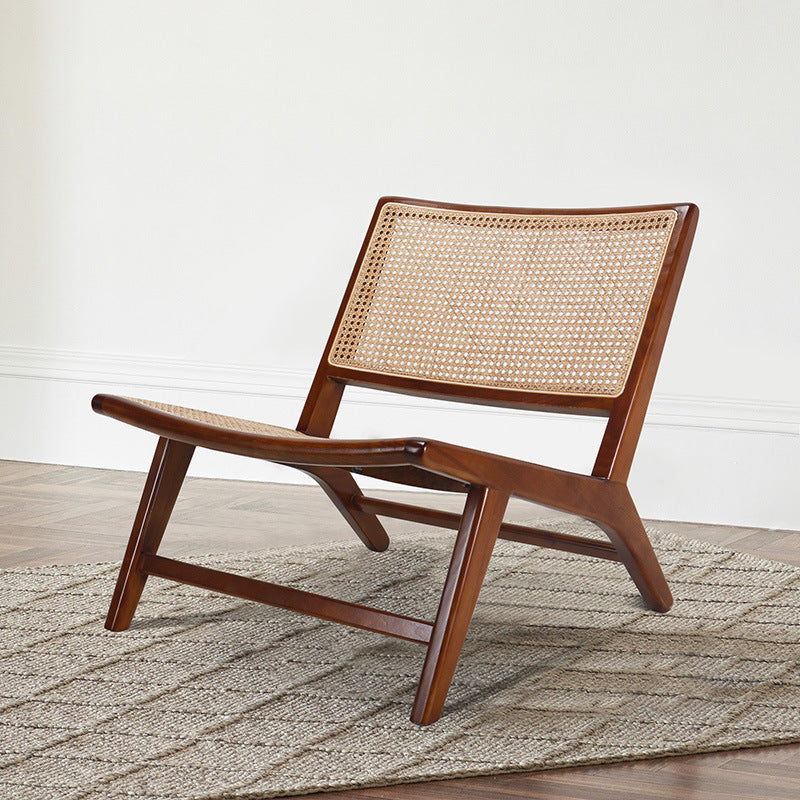Leather Woven Back Chair Basic Four Leg Lounge Chair for Living Room