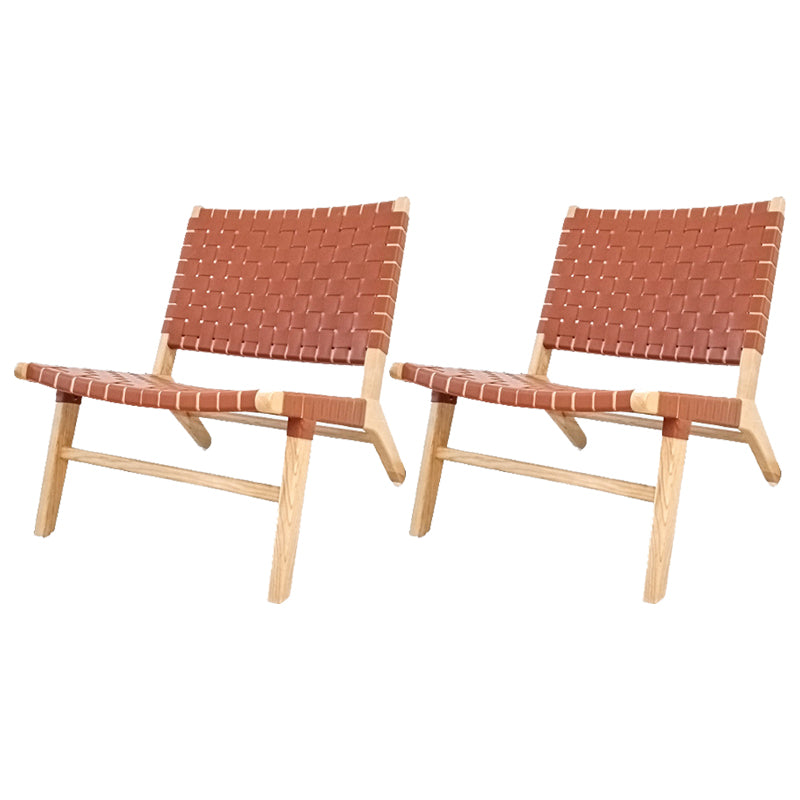 Leather Woven Back Chair Basic Four Leg Lounge Chair for Living Room