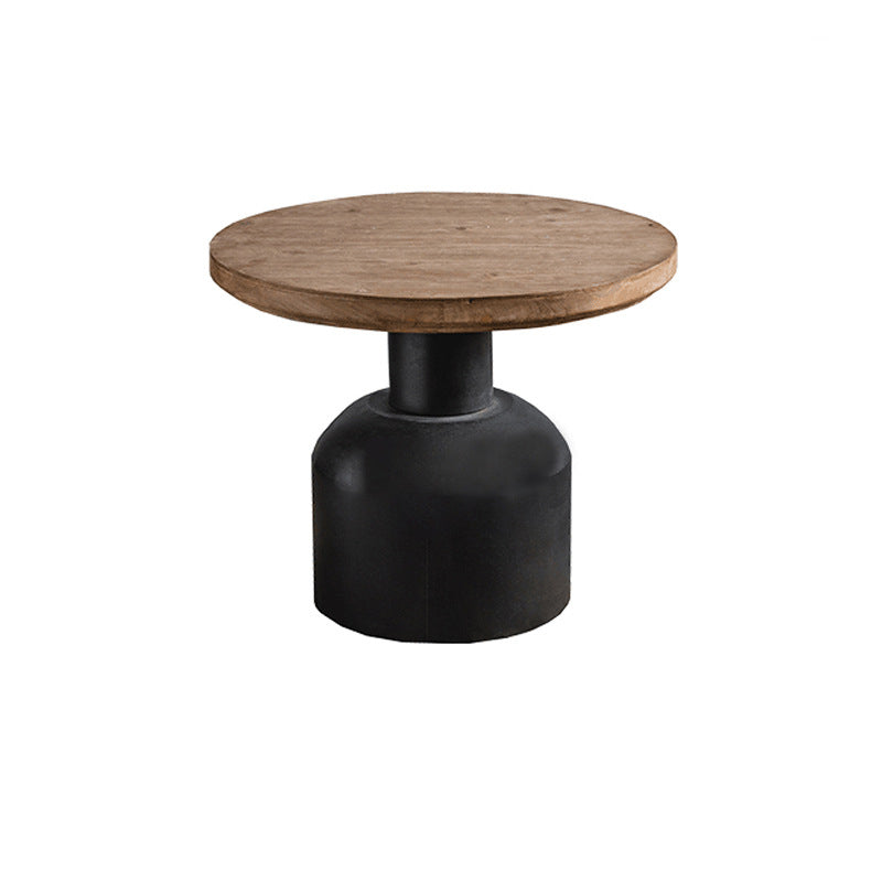 Solid Wood End Slide Table with Ironcraft Pedestal End Table