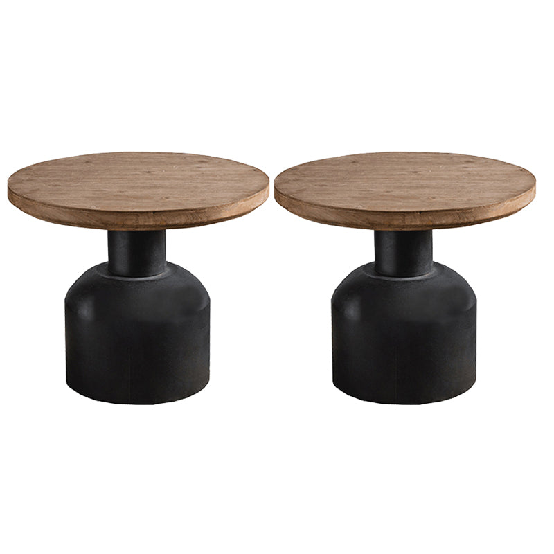 Solid Wood End Slide Table with Ironcraft Pedestal End Table