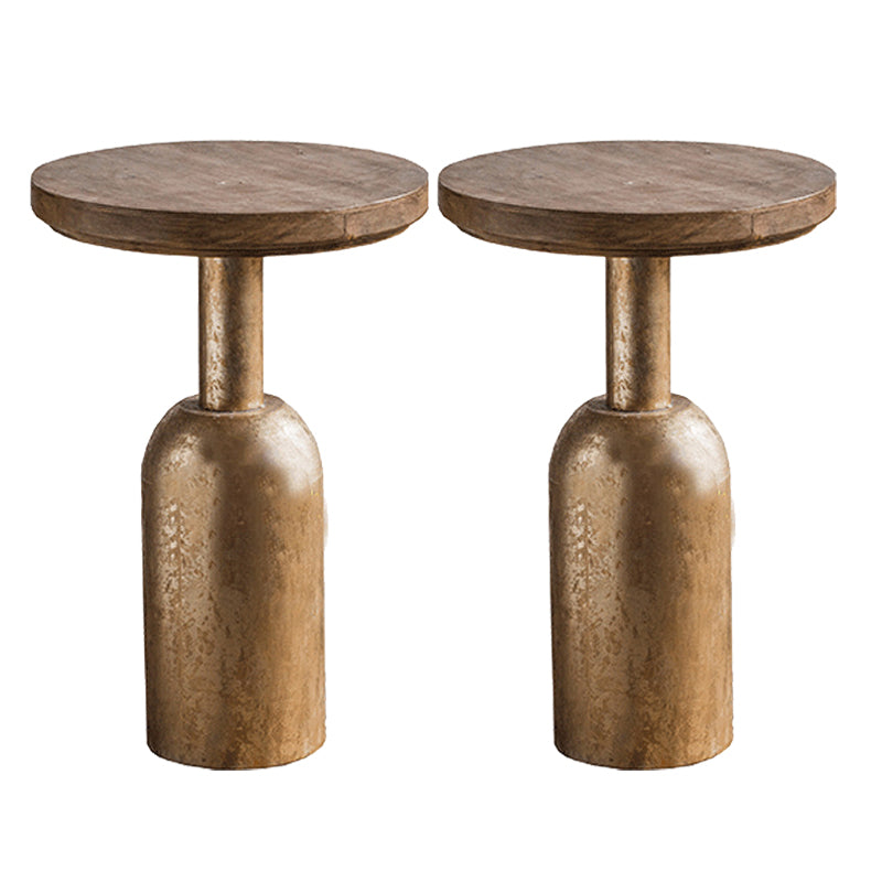 Solid Wood End Slide Table with Ironcraft Pedestal End Table