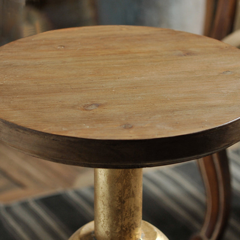 Solid Wood End Slide Table with Ironcraft Pedestal End Table