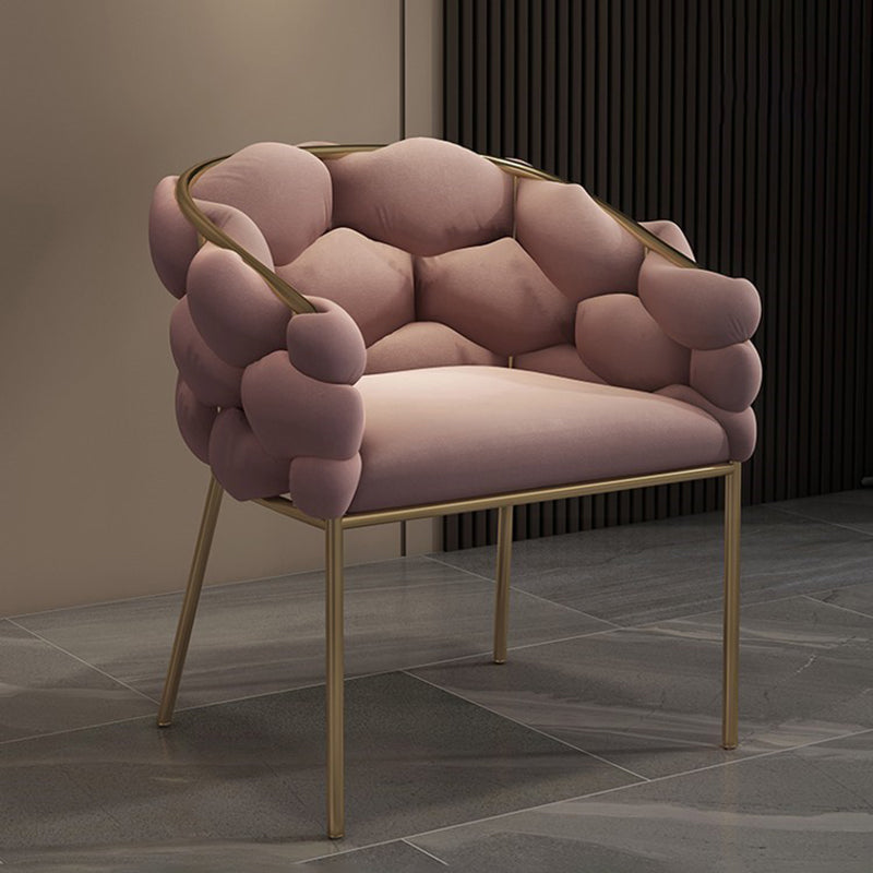 Sloped Arms Vanity Armchair Basic Four Leg Chair with Cushion