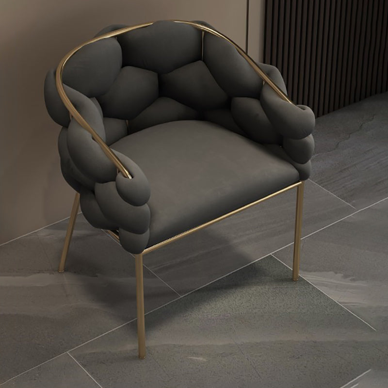 Sloped Arms Vanity Armchair Basic Four Leg Chair with Cushion