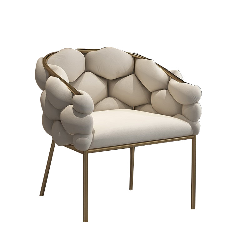 Sloped Arms Vanity Armchair Basic Four Leg Chair with Cushion