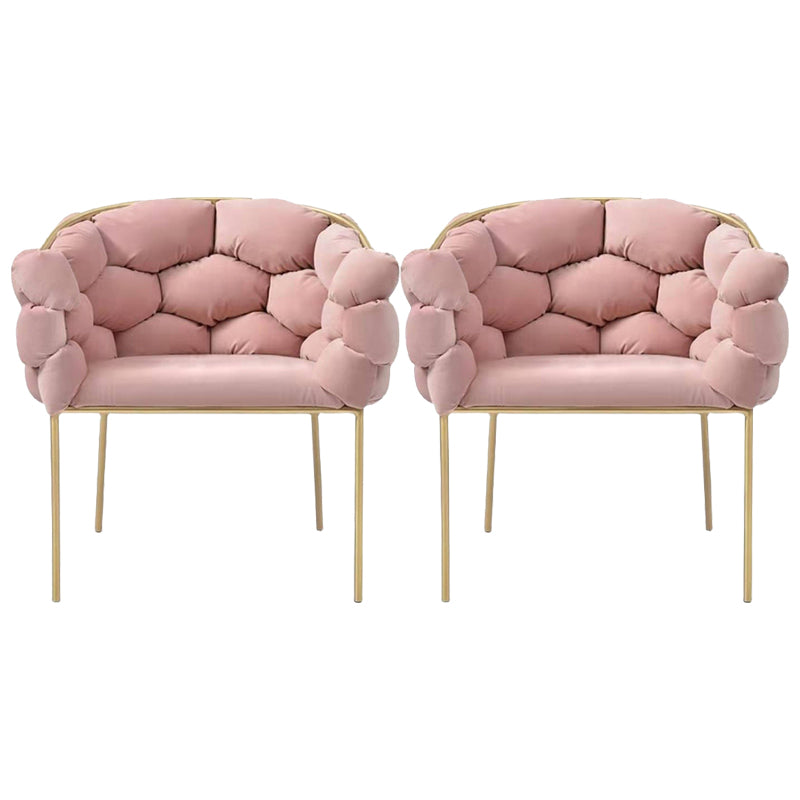 Sloped Arms Vanity Armchair Basic Four Leg Chair with Cushion