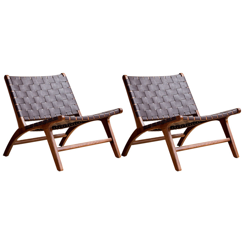 Woven Back Lounge Chair Basic Four Leg Solid Wood Chair for Living Room