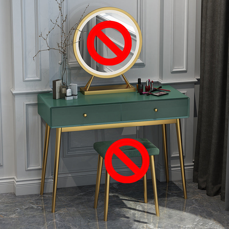 15.74" Wide Green Makeup Vanity Desk Glam Vanity Tables with 2 Drawers
