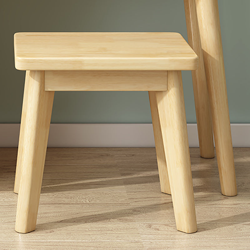 Rubberwood Vanity Set with Stool and Mirror Scandinavian 4 Drawers Dresser