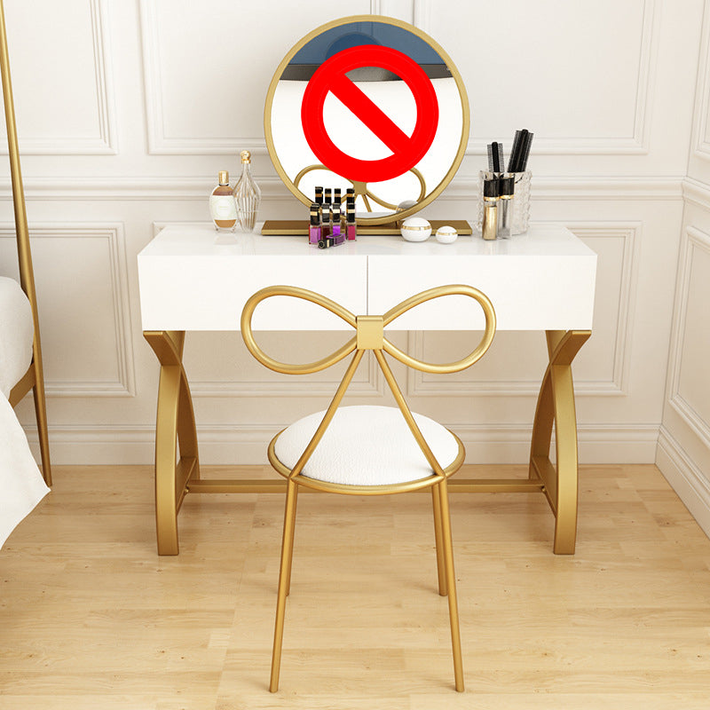 Glam Vanity Set with Drawer Bright White Wood Make-up Vanity, 15.74" Wide