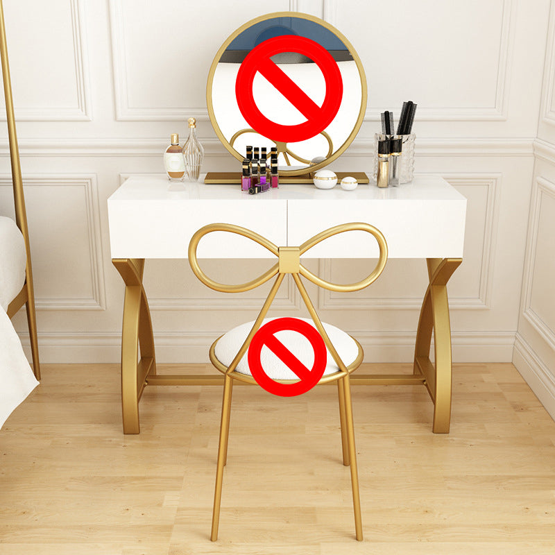 Glam Vanity Set with Drawer Bright White Wood Make-up Vanity, 15.74" Wide