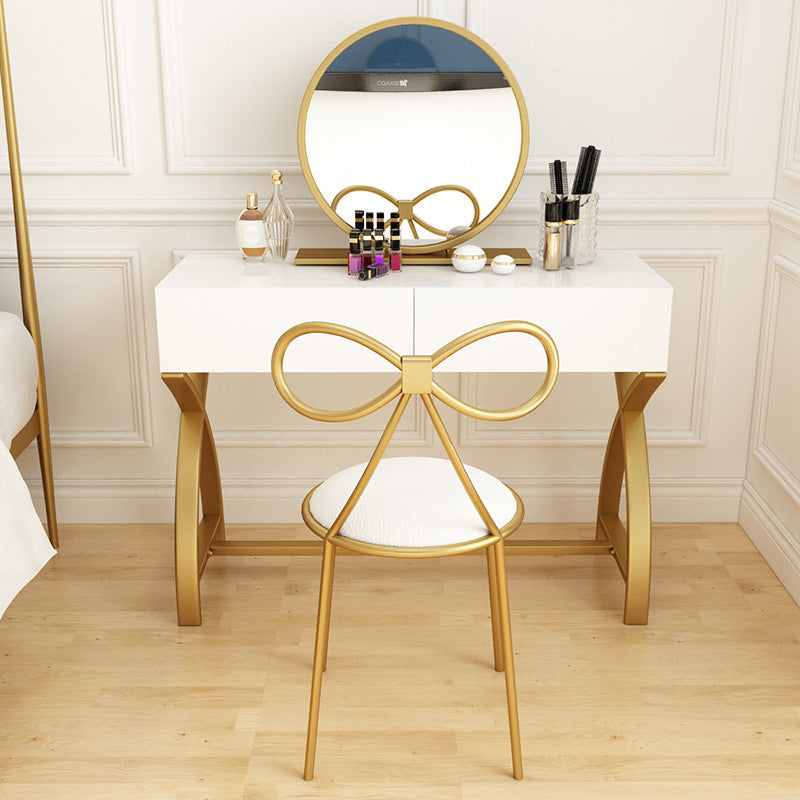 Glam Vanity Set with Drawer Bright White Wood Make-up Vanity, 15.74" Wide