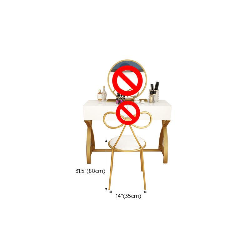 Glam Vanity Set with Drawer Bright White Wood Make-up Vanity, 15.74" Wide