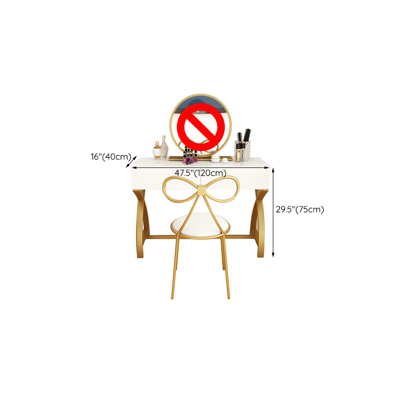 Glam Vanity Set with Drawer Bright White Wood Make-up Vanity, 15.74" Wide