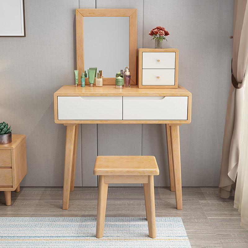 15.74" Wide Vanity Set with Drawer Solid Wood Make-up Vanity with Mirror and Stool