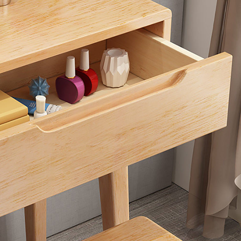 15.74" Wide Vanity Set with Drawer Solid Wood Make-up Vanity with Mirror and Stool