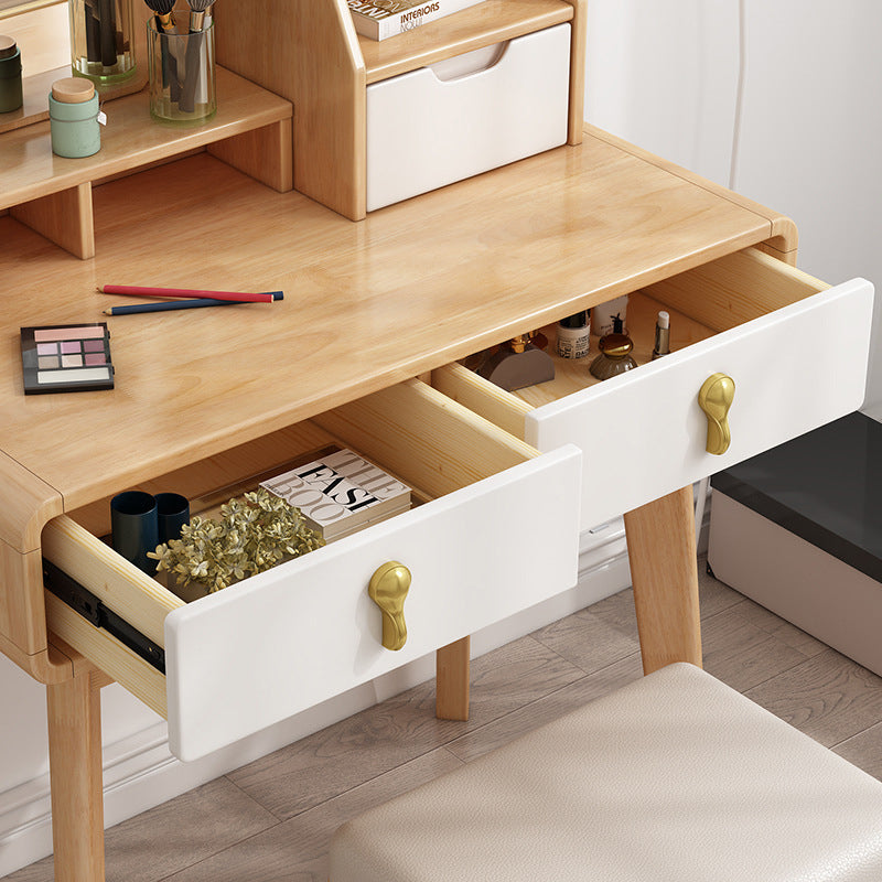 Traditional Vanity Dressing Table Set Solid Wood Vanity Makeup Table Set with Mirror