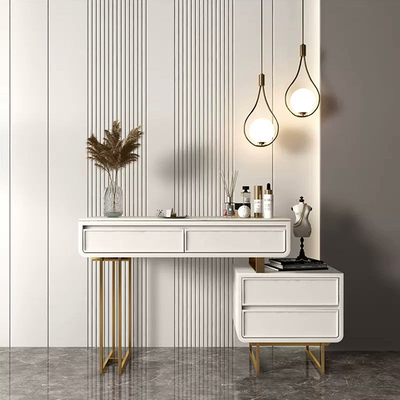 Glam Style White Gold Dresser Bedroom with Drawer Standing Make-up Vanity