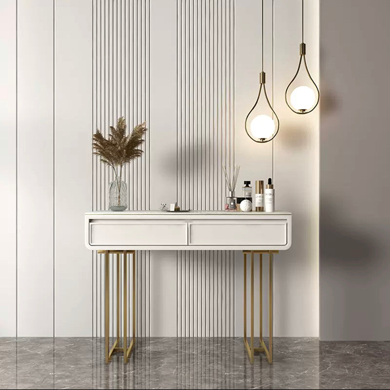 Glam Style White Gold Dresser Bedroom with Drawer Standing Make-up Vanity