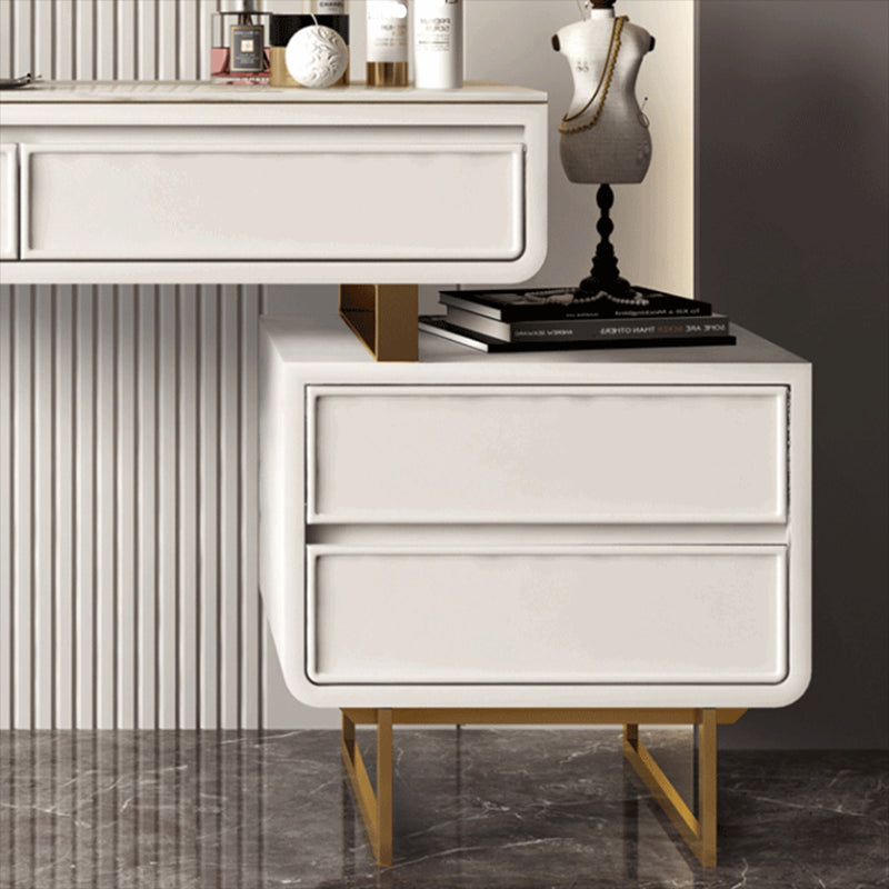 Glam Style White Gold Dresser Bedroom with Drawer Standing Make-up Vanity