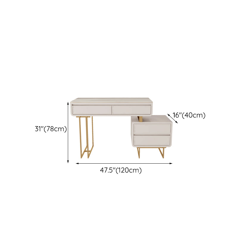 Glam Style White Gold Dresser Bedroom with Drawer Standing Make-up Vanity