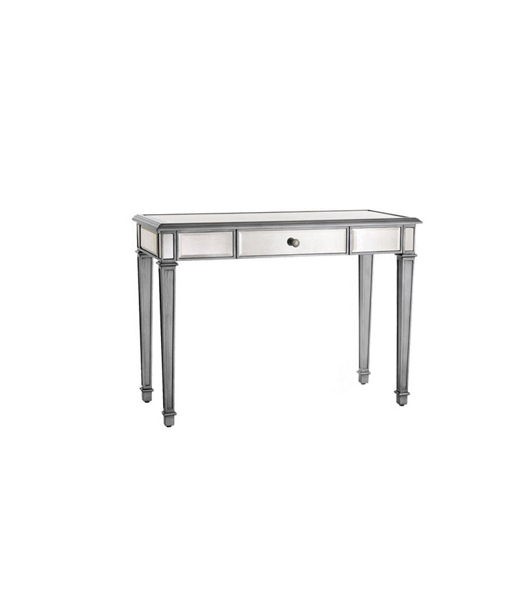 17.71" Wide Sliver Vanity Set with 3 Storage Drawers Glass Make-up Vanity