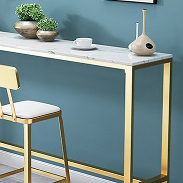 Glam 1/2/3 Pieces Bar Table Set Rectangle Bar Table with High Metal Stools