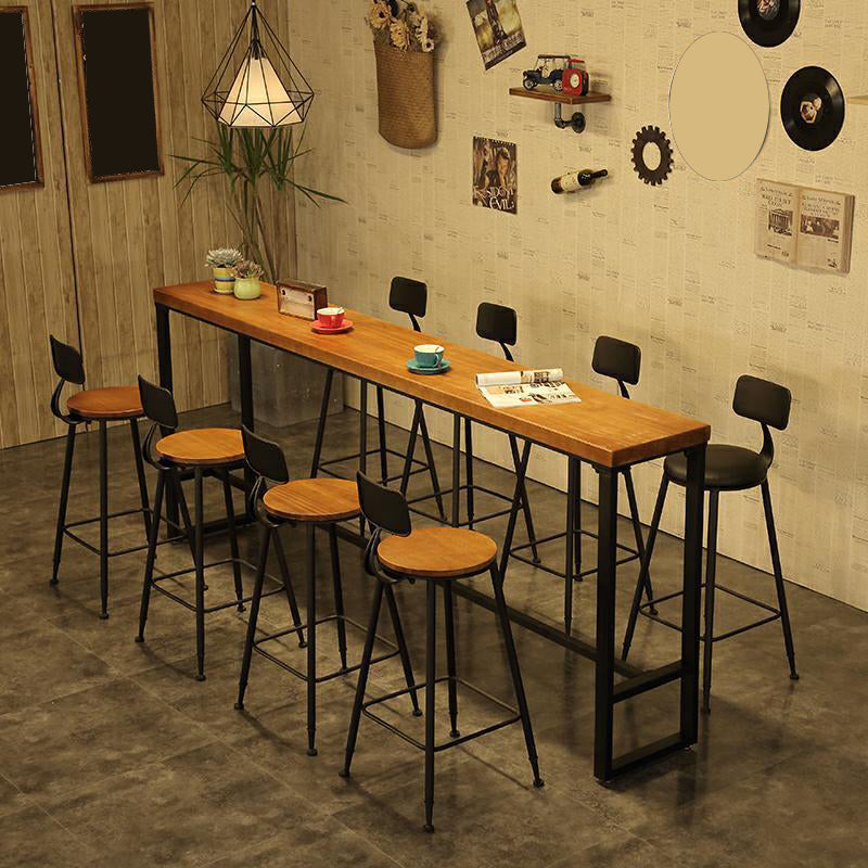 Industrial 1/5/9 Pieces Bar Table Set Rectangle Wood Counter Table with Stools for Cafe