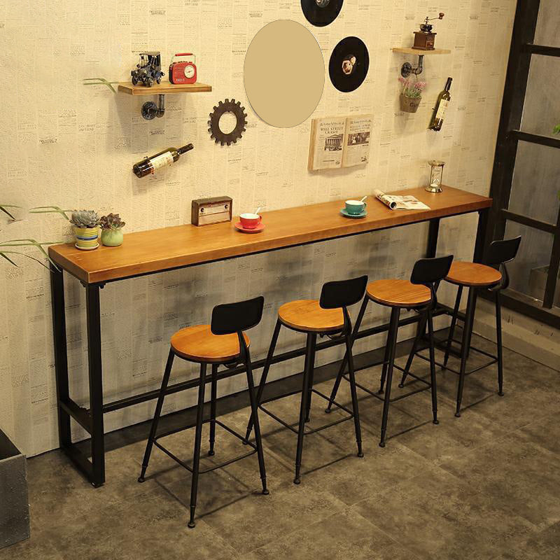 Industrial 1/5/9 Pieces Bar Table Set Rectangle Wood Counter Table with Stools for Cafe