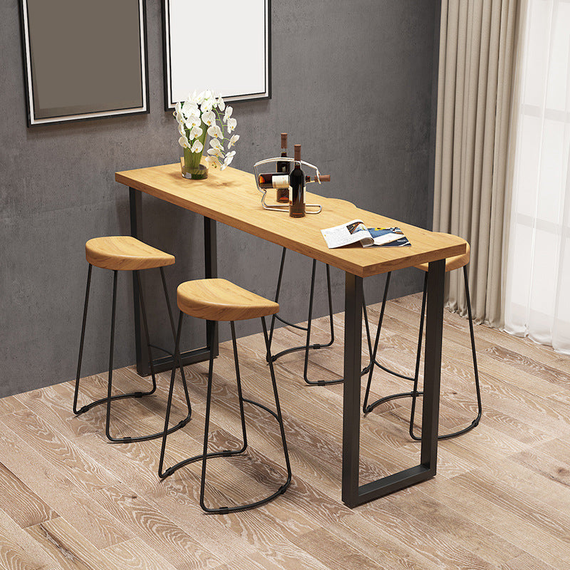 Modern 1/4/5 Pieces Bar Table Set Rectangle Wood Counter Table with High Stools for Cafe