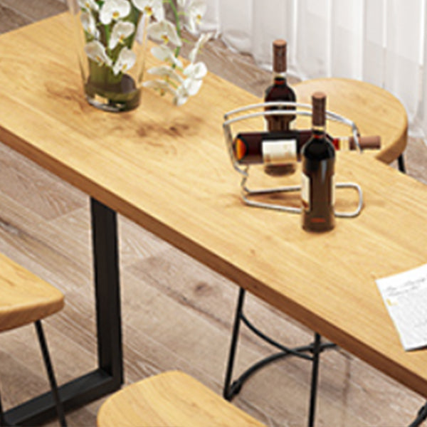 Modern 1/4/5 Pieces Bar Table Set Rectangle Wood Counter Table with High Stools for Cafe