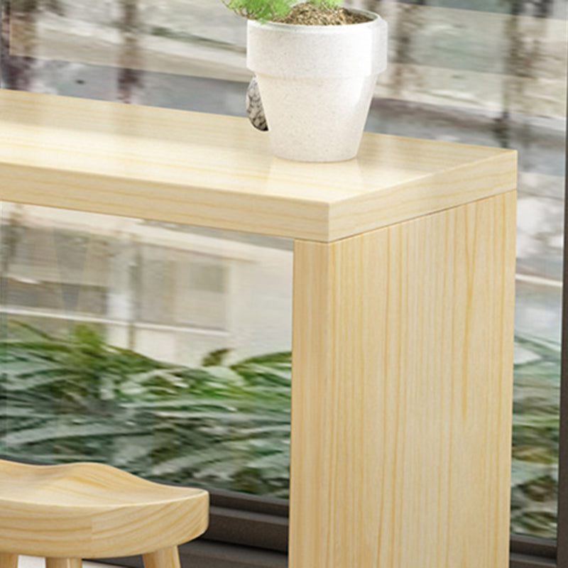 Contemporary 1/2/5/9 Pieces Bar Table Set Rectangle Wooden Bar Table with High Stools