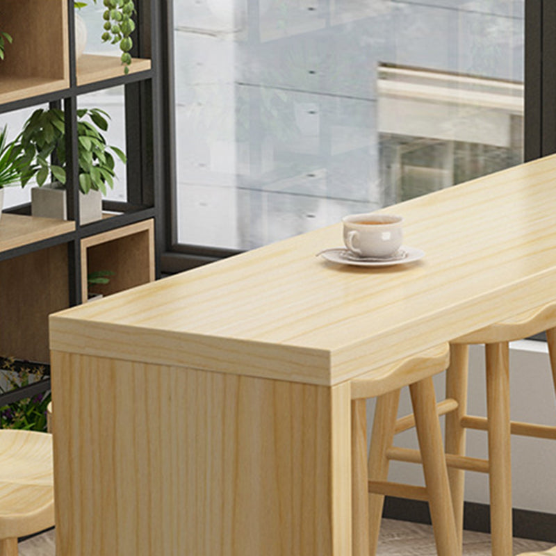 Contemporary 1/2/5/9 Pieces Bar Table Set Rectangle Wooden Bar Table with High Stools