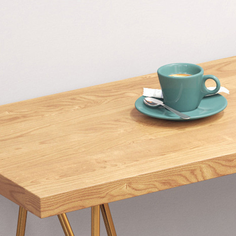 Rectangle Wood Bar Table with High Metal Stools Glam Style 1/2/4 Pieces Bar Table Set