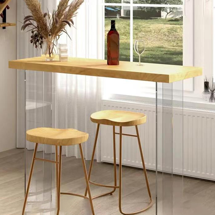 Modern Bar Table Set 1/2/3 Pieces Rectangle Solid Wood Pub Dining Set