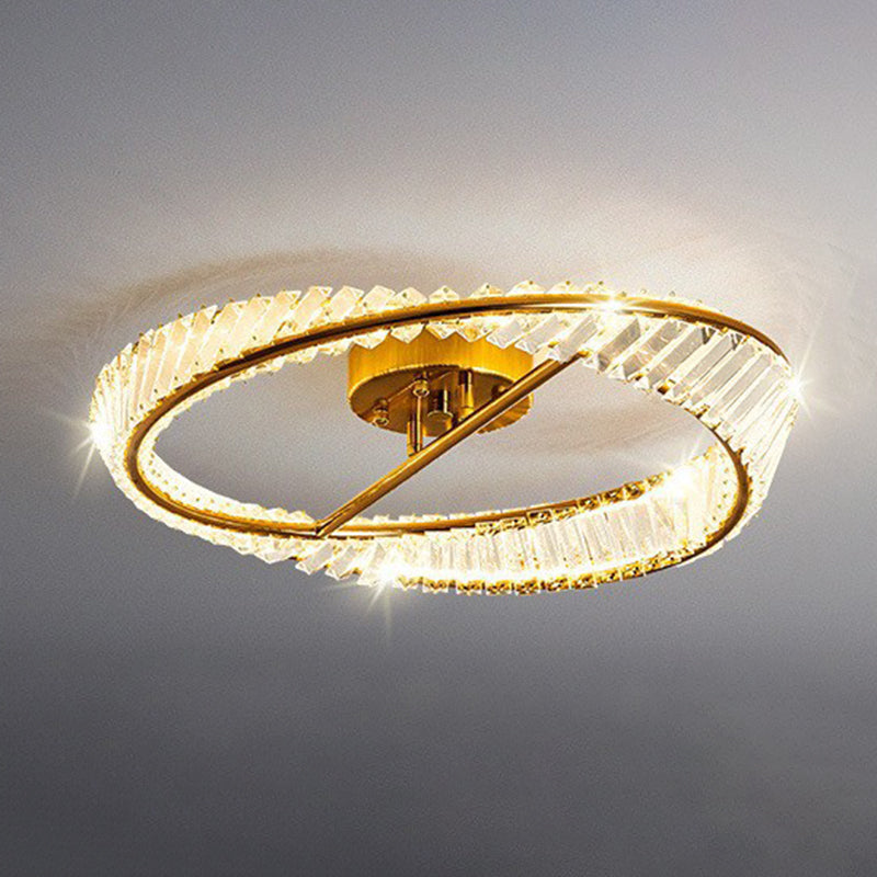 Crystal Geometric Flush Mount Lamp Modern Flush Ceiling Light Fixture in Gold
