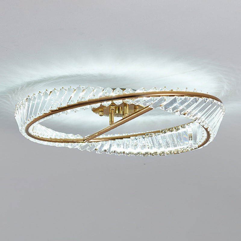 Crystal Geometric Flush Mount Lamp Modern Flush Ceiling Light Fixture in Gold