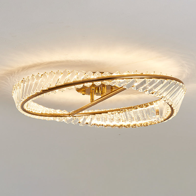 Crystal Geometric Flush Mount Lamp Modern Flush Ceiling Light Fixture in Gold