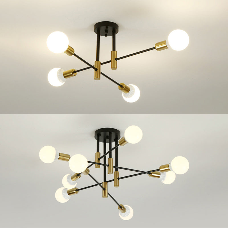 Sputnik Semi Flush Mount Industrial Metal Flush Ceiling Light Fixture