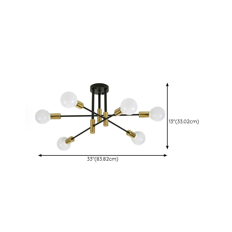 Sputnik Semi Flush Mount Industrial Metal Flush Ceiling Light Fixture