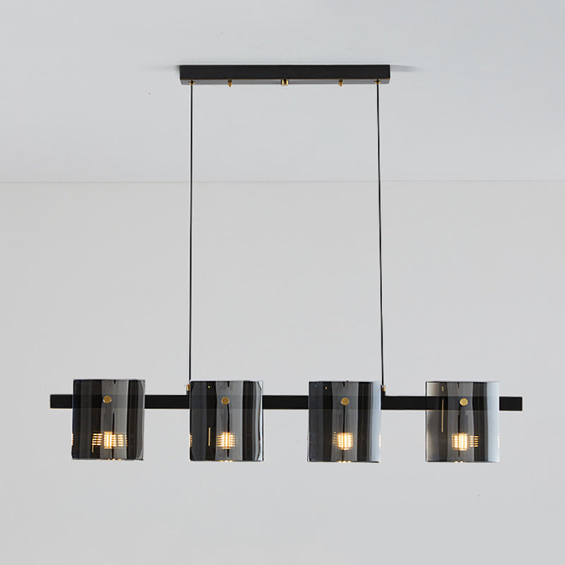 Glass Rectangle Island Light Fixtures Modern Multiple-Light Island Pendant
