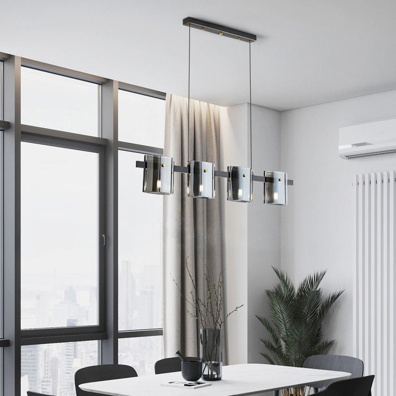 Glass Rectangle Island Light Fixtures Modern Multiple-Light Island Pendant