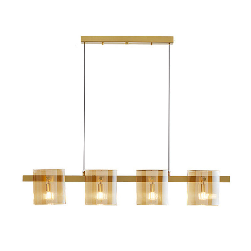 Glass Rectangle Island Light Fixtures Modern Multiple-Light Island Pendant