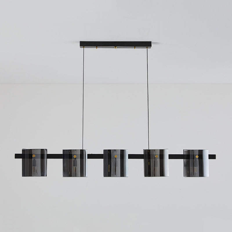 Glass Rectangle Island Light Fixtures Modern Multiple-Light Island Pendant