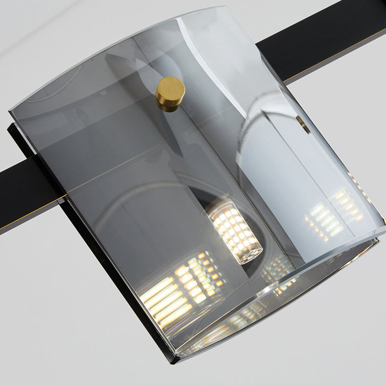 Glass Rectangle Island Light Fixtures Modern Multiple-Light Island Pendant