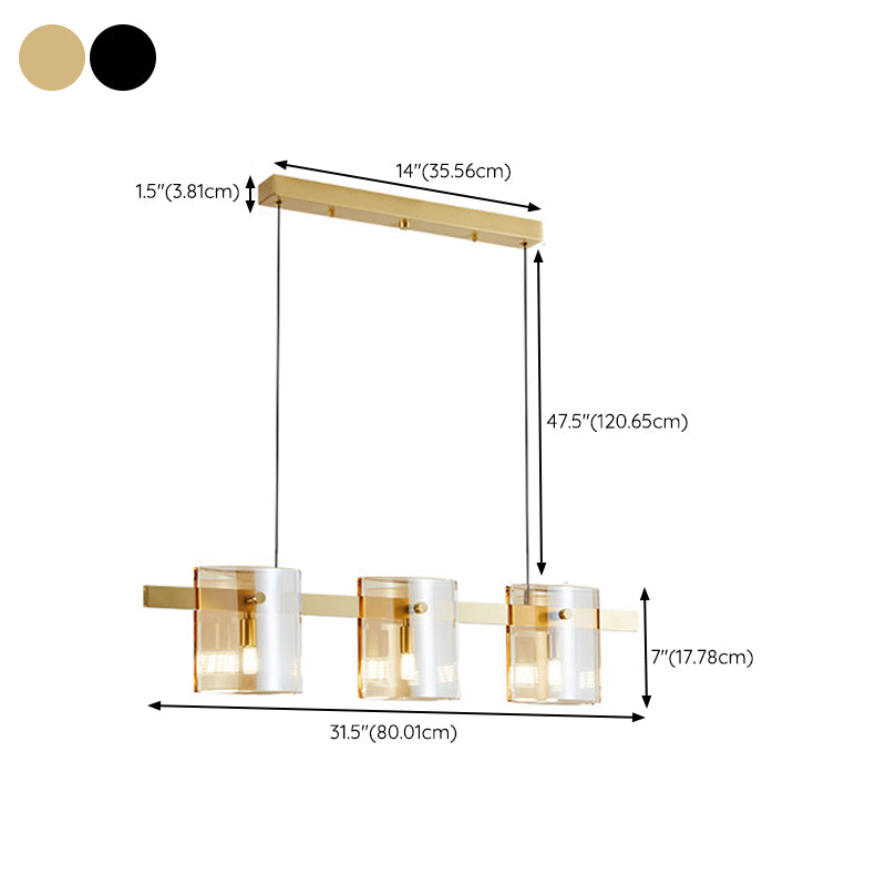 Glass Rectangle Island Light Fixtures Modern Multiple-Light Island Pendant