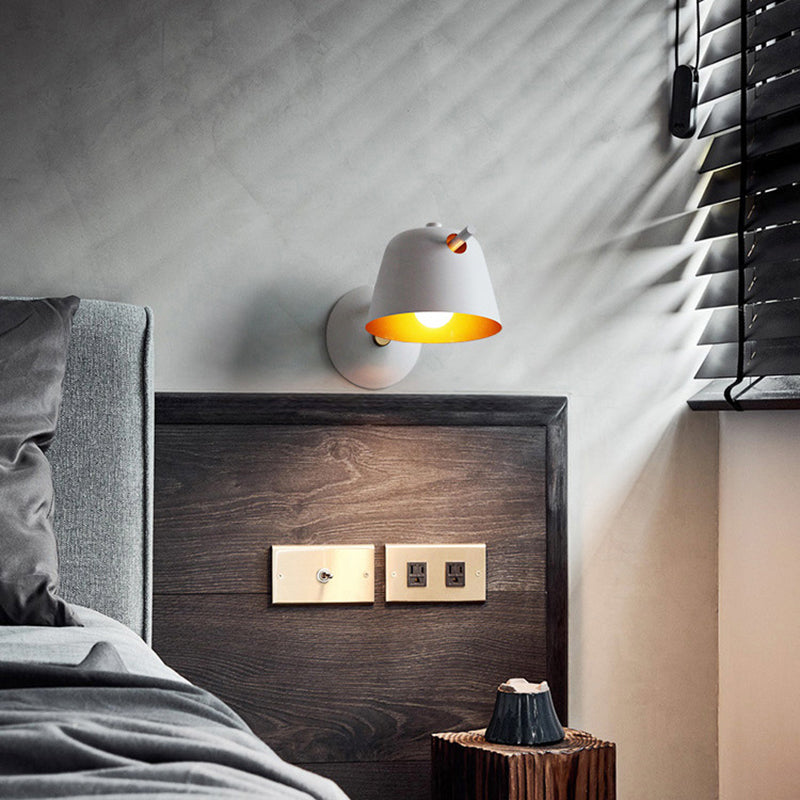 1-Light Wall Lamp Macaron Style Wall Mount Lamp with Metal for Living Room