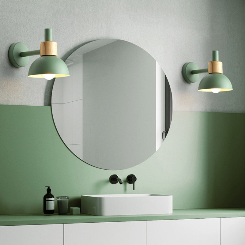 Macaron Style Wall Lamp 1-Light Wall Mount Lamp with Wood for Living Room