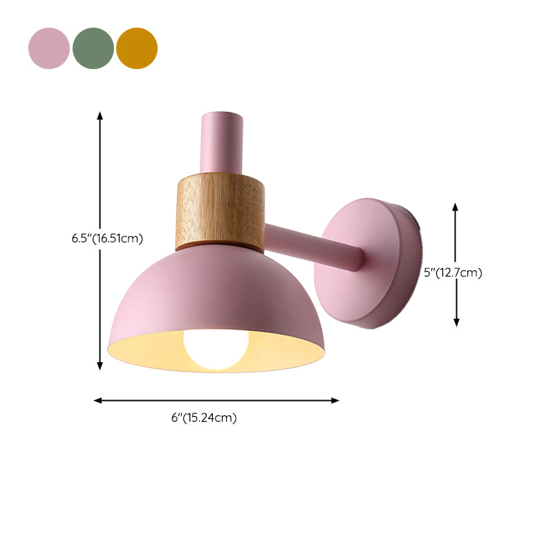 Macaron Style Wall Lamp 1-Light Wall Mount Lamp with Wood for Living Room